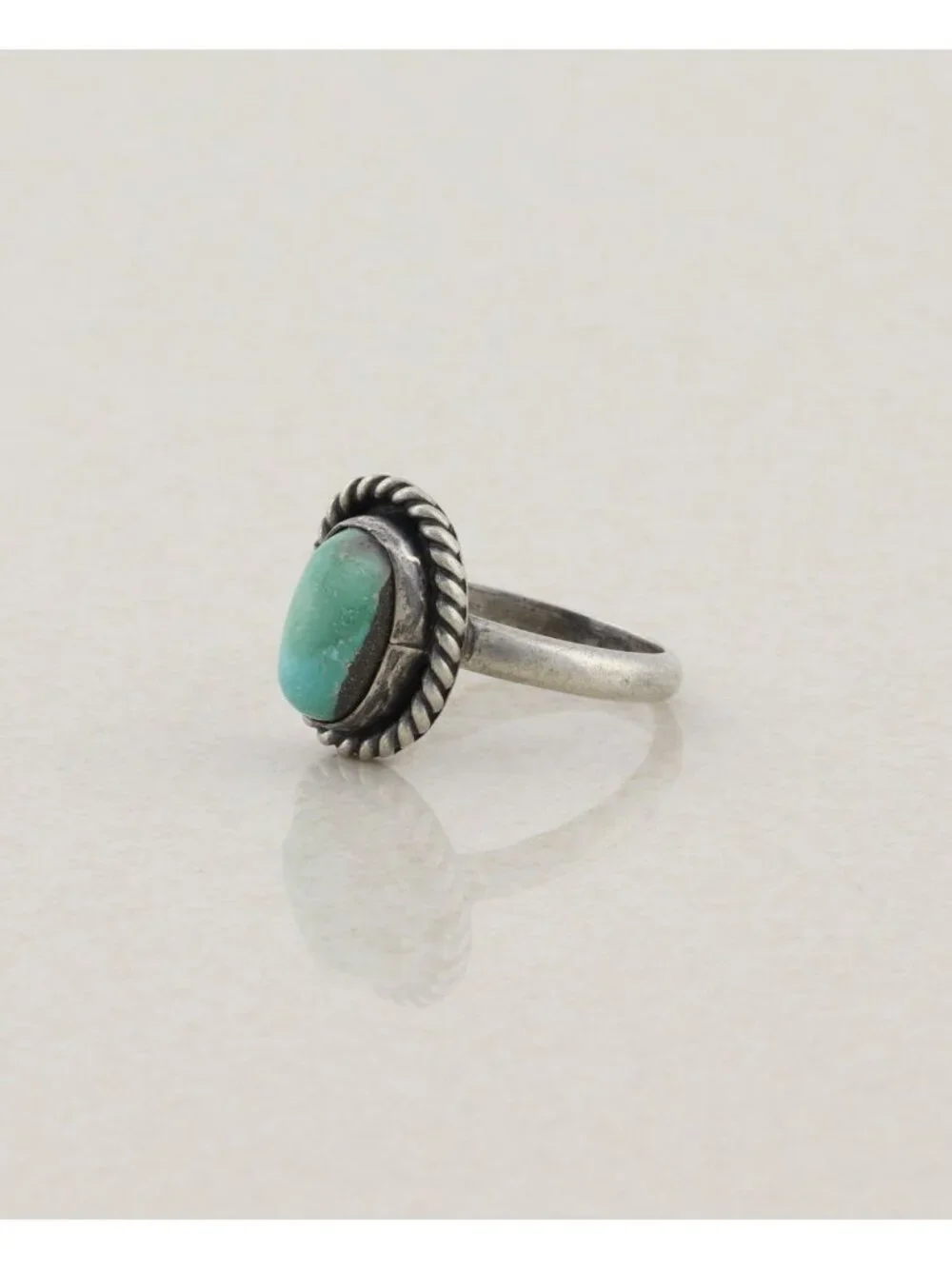 Sterling Silver Natural Turquoise Ring Size 5 1/2 Woman Teen Child Pinky - Picture 6 of 6
